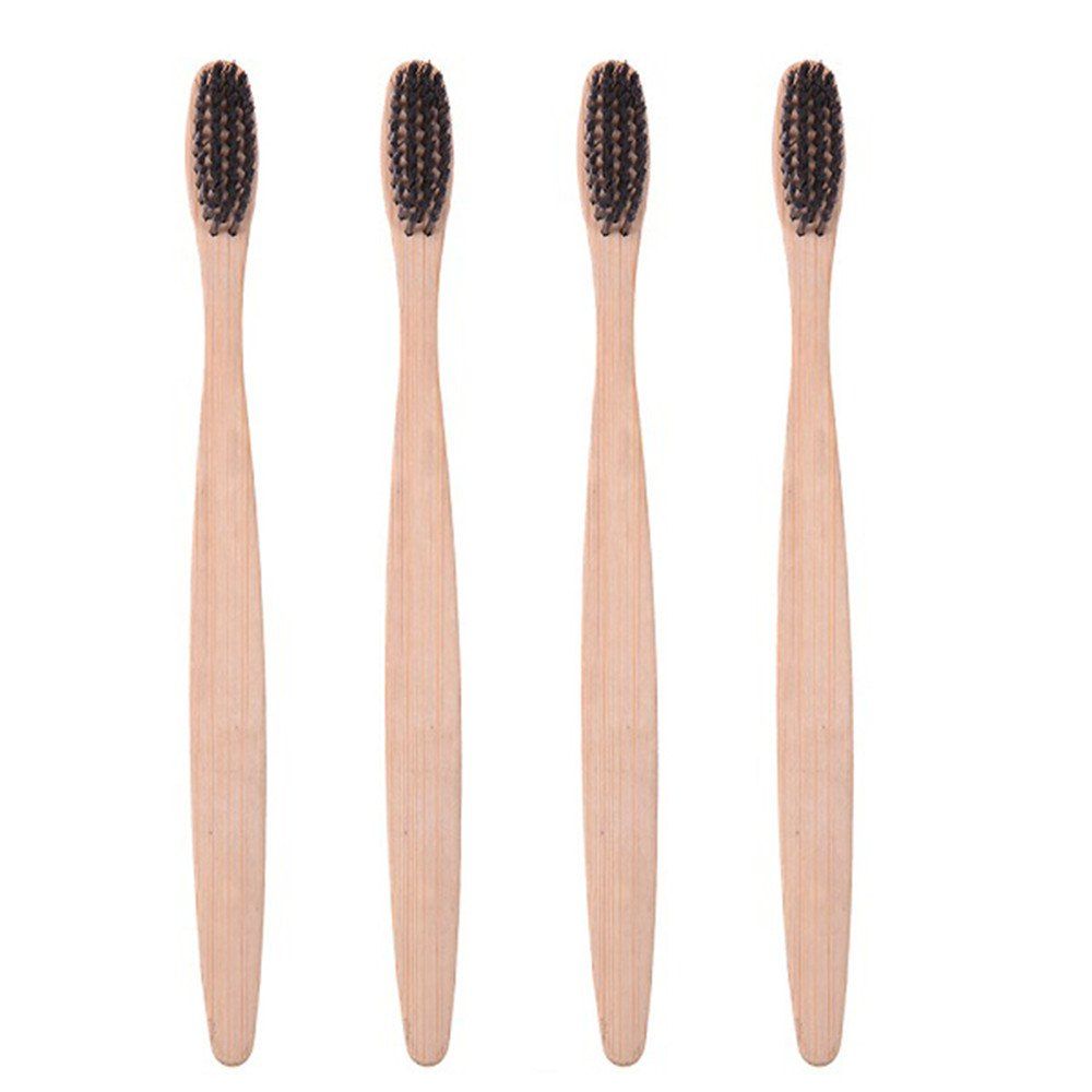 

4PCS Environmentally Bamboo Charcoal Infused Toothbrush with Soft Nylon Bristles, Black