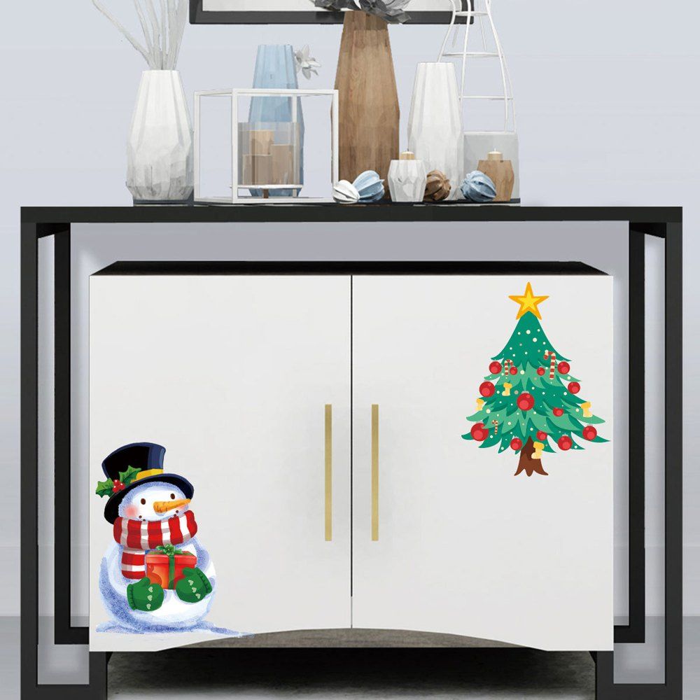 

YY2551 Christmas Snowman PVC Toilet Fridge Wall Sticker, Multi