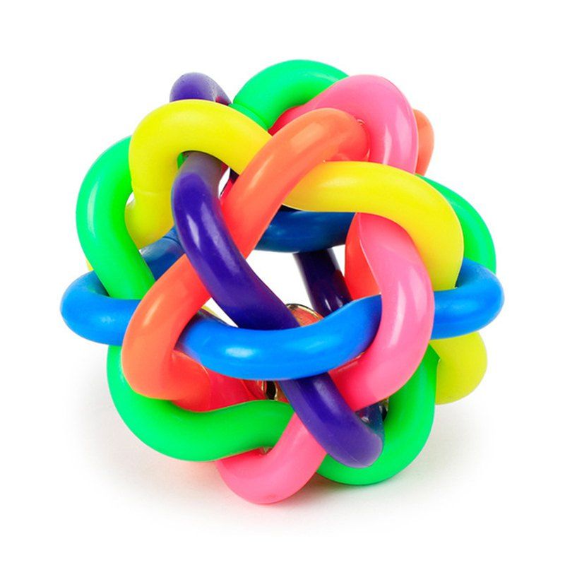 

Colorful Belts Woven Rubber Ball Dog Toy, Multi-a