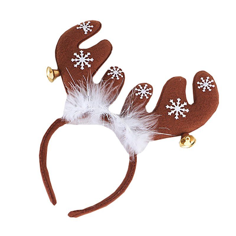 

Christmas Ornament Feathered Antler Headband, Deep coffee