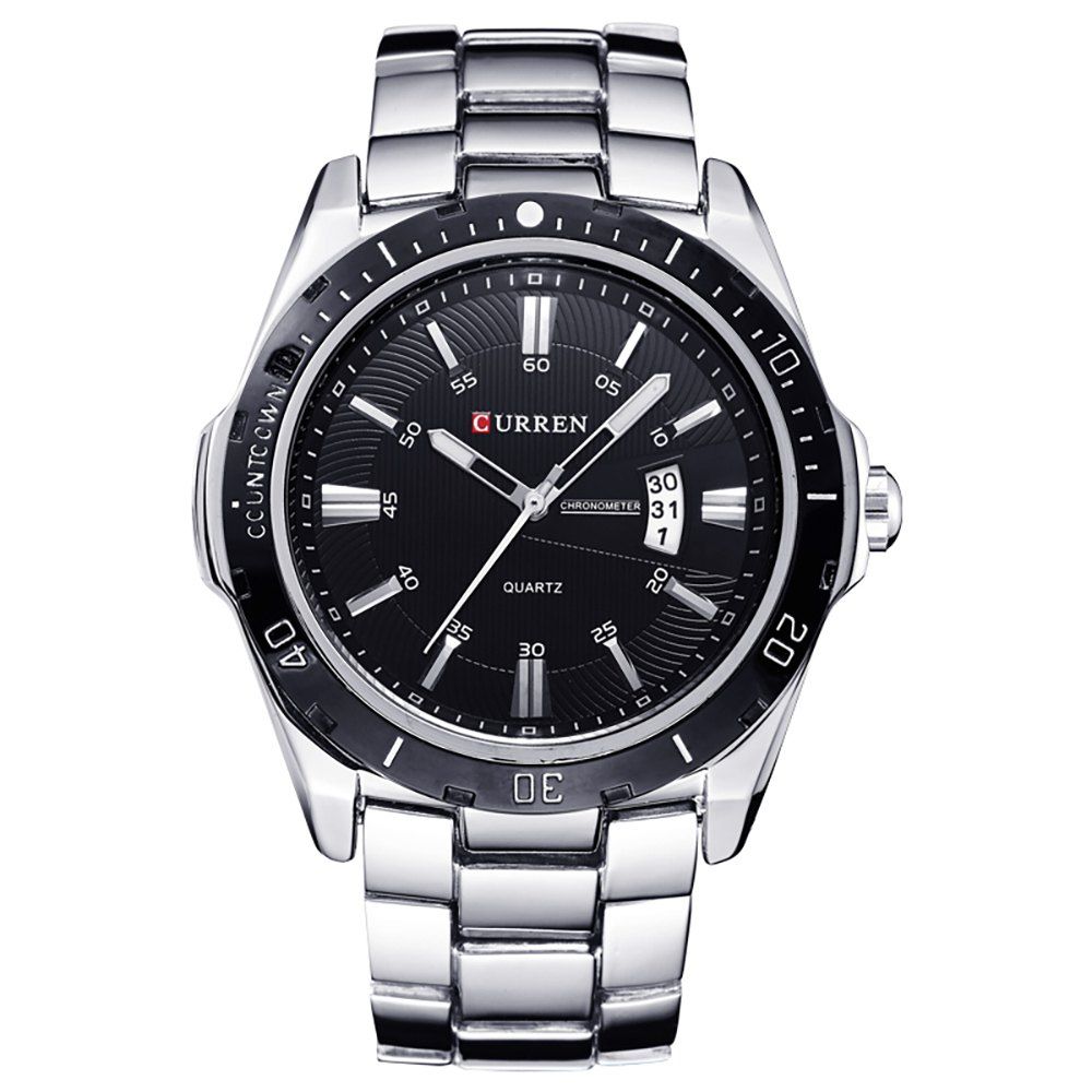 

CURREN Casual Business Calendar Steel Belt Men's Watch, Silver