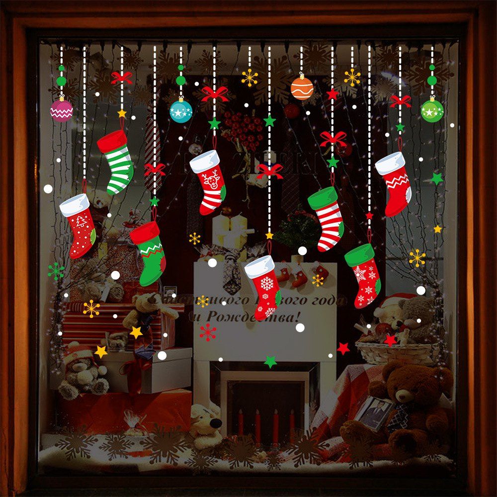 

Christmas Socks PVC Window Wall Sticker, Multi