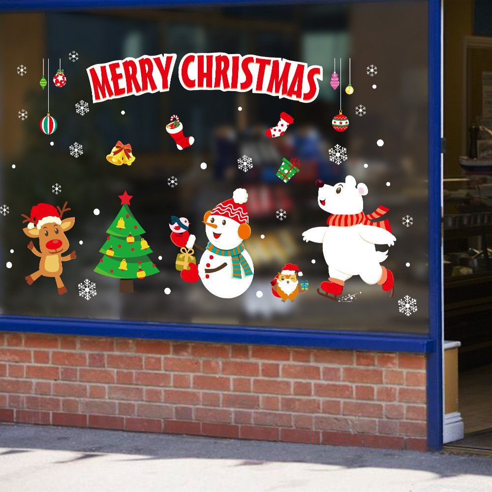 

Merry Christmas Animals PVC Window Wall Sticker, Multi