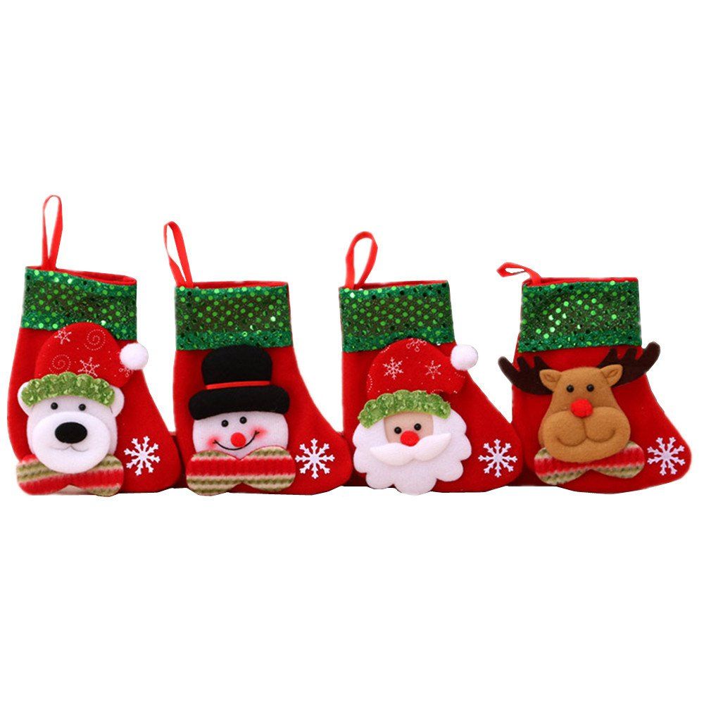 

Christmas Stockings Treat Bag Gift for Favors and Decorating 4PCS, Red