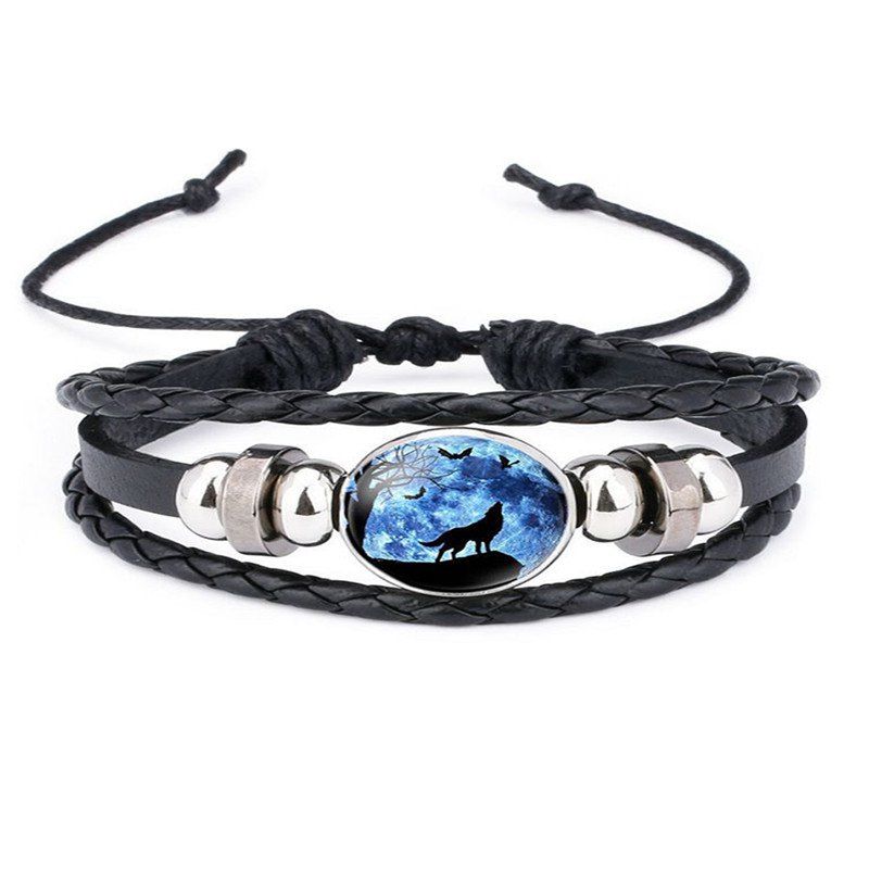 

Fashion Men's Wolves Bracelet, Black