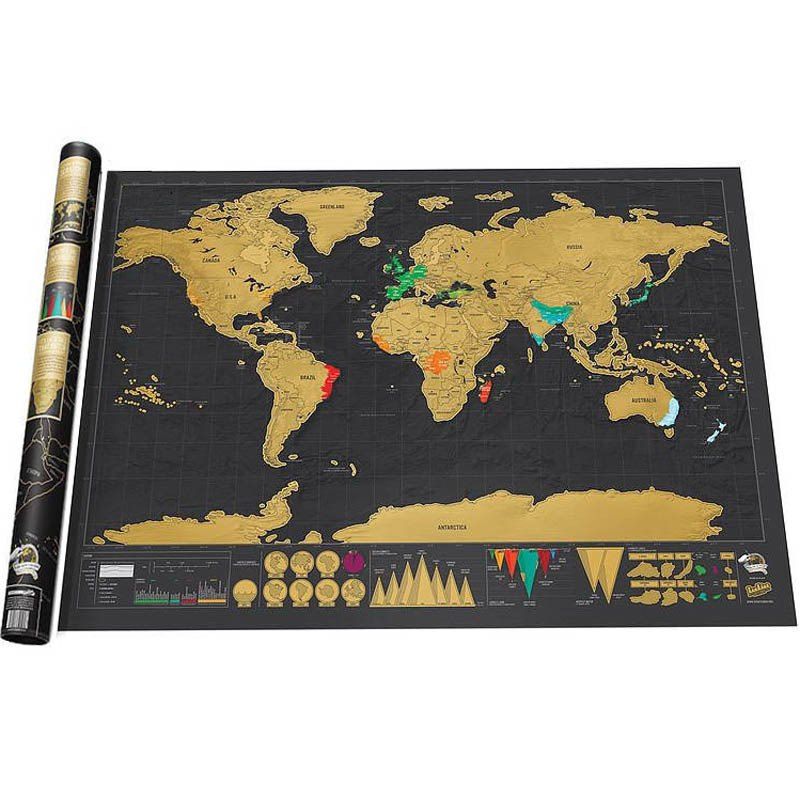 

Deluxe Scratch Off World Map Poster Journal Log Giant Of The Gift, Black