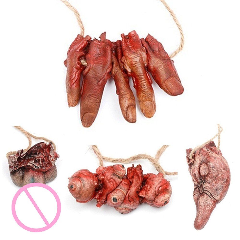 

Halloween Decoration Bloody Scary Fake Latex Eyes Finger Horror Props 4pcs, Multi