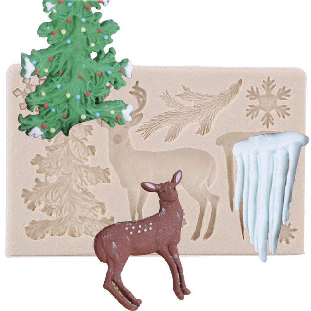 

Christmas Silicone Fondant Mold Cake Decorating Tool, Milk white;white