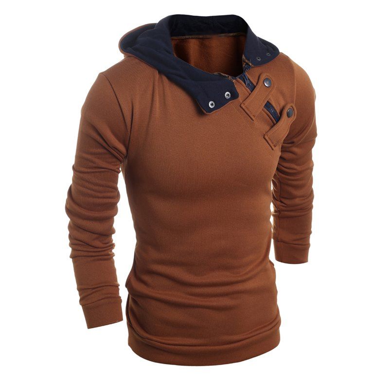 

Palace Buckle Casual Wild Hooded Men's Sweater, Brown