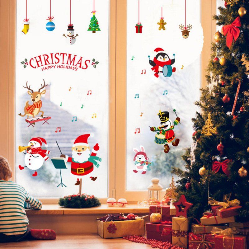 

QHM102016 Merry Christmas PVC Window Wall Sticker, Multi