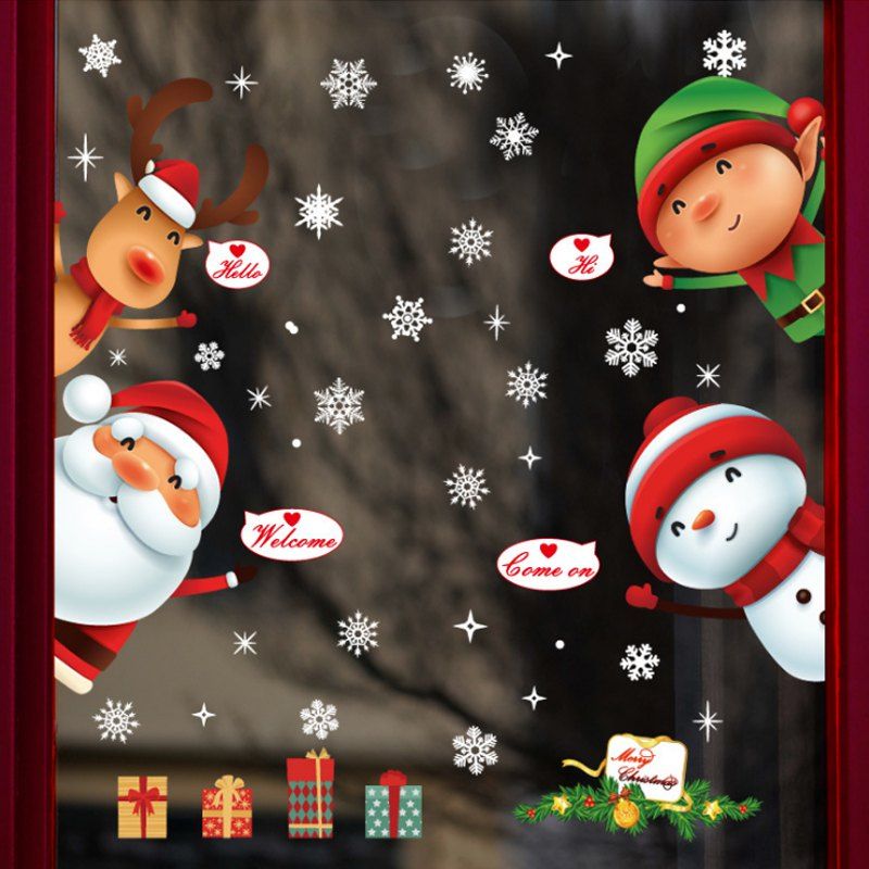 

QKS10242 Merry Christmas PVC Door Window Wall Sticker, Multi