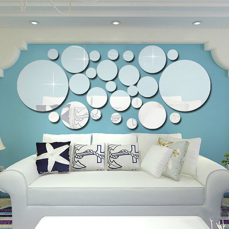 

3D Decorative Mirror Wall Stickers, Silver