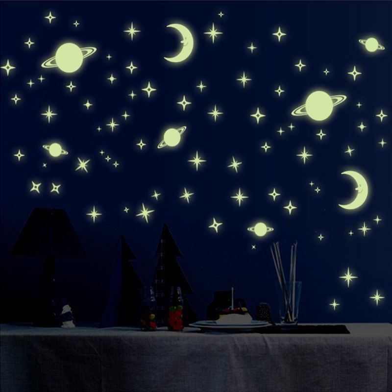 

Moon Stars Theme Luminous Decorative Wall Sticker, Cream