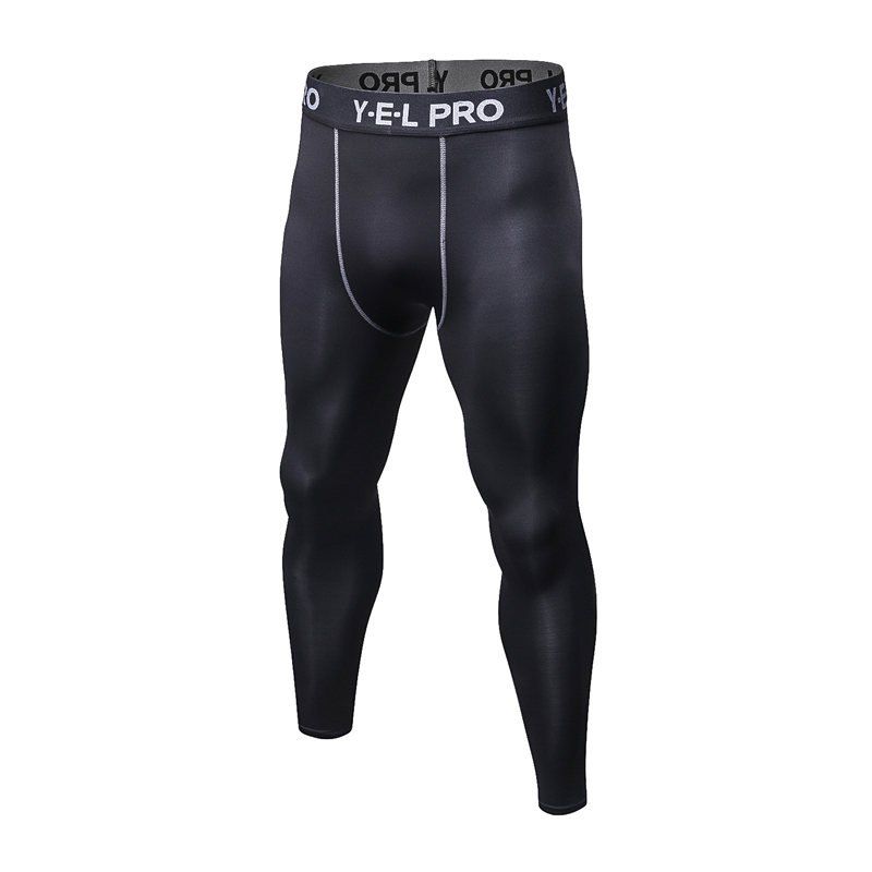 

Men's PRO Sports Fitness Running Quick-drying Stretch Tights, Black