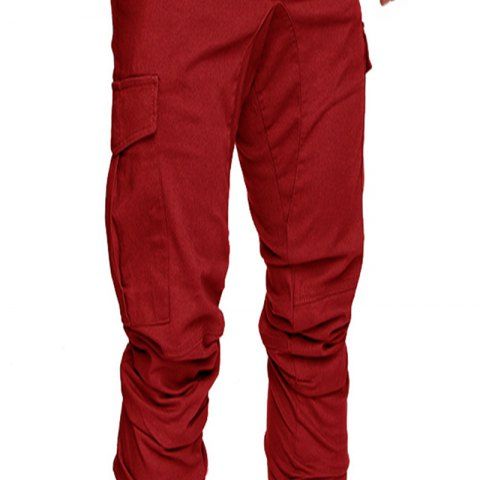 

Men Casual Elastic Sports Trousers Large Size, Red wine