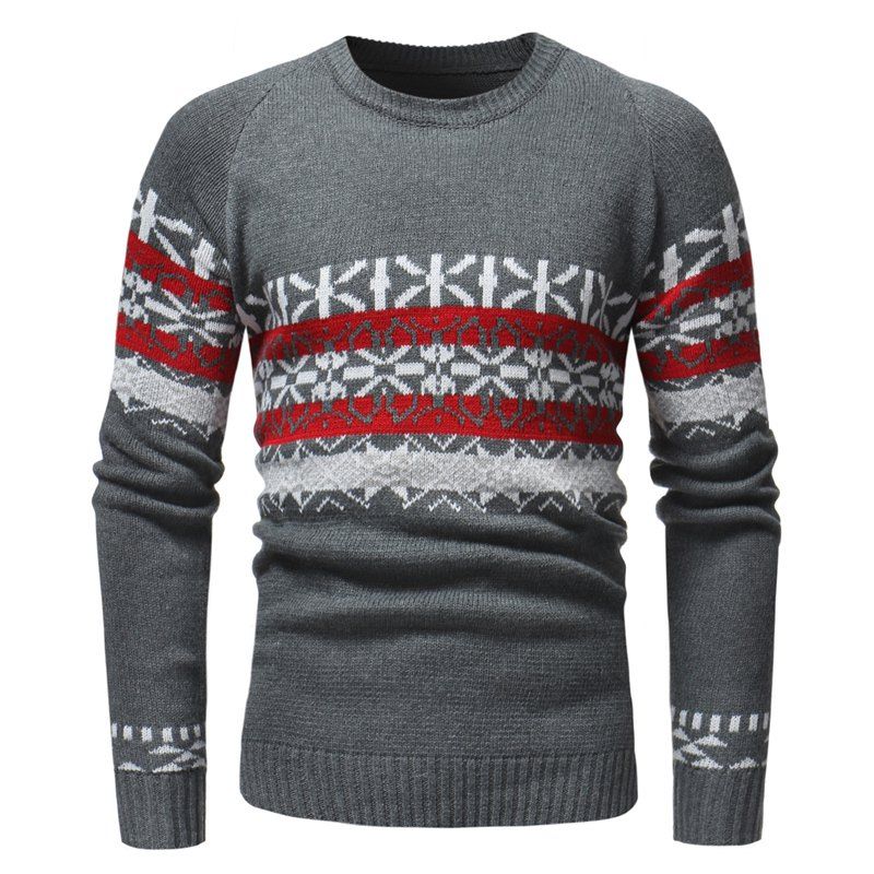 Men Casual Color Matching Snowflake Sweater Large Size [31% OFF] | Rosegal