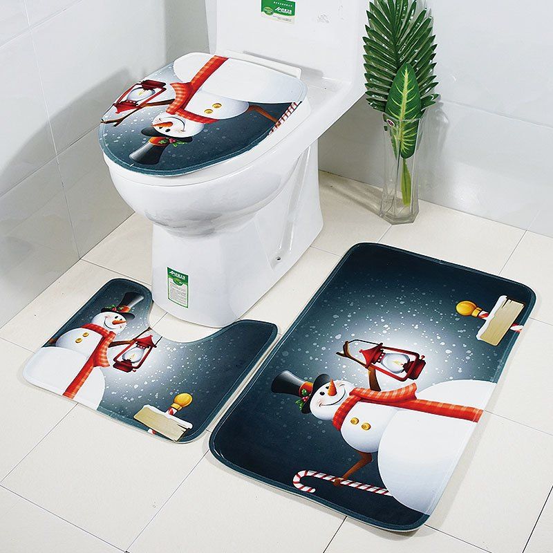 50 Off Snowman Light Pattern 3pcs Antislip Bath Mat Snowman Light Pattern 3pcs Antislip Bath Mat Toilet Rug Set
