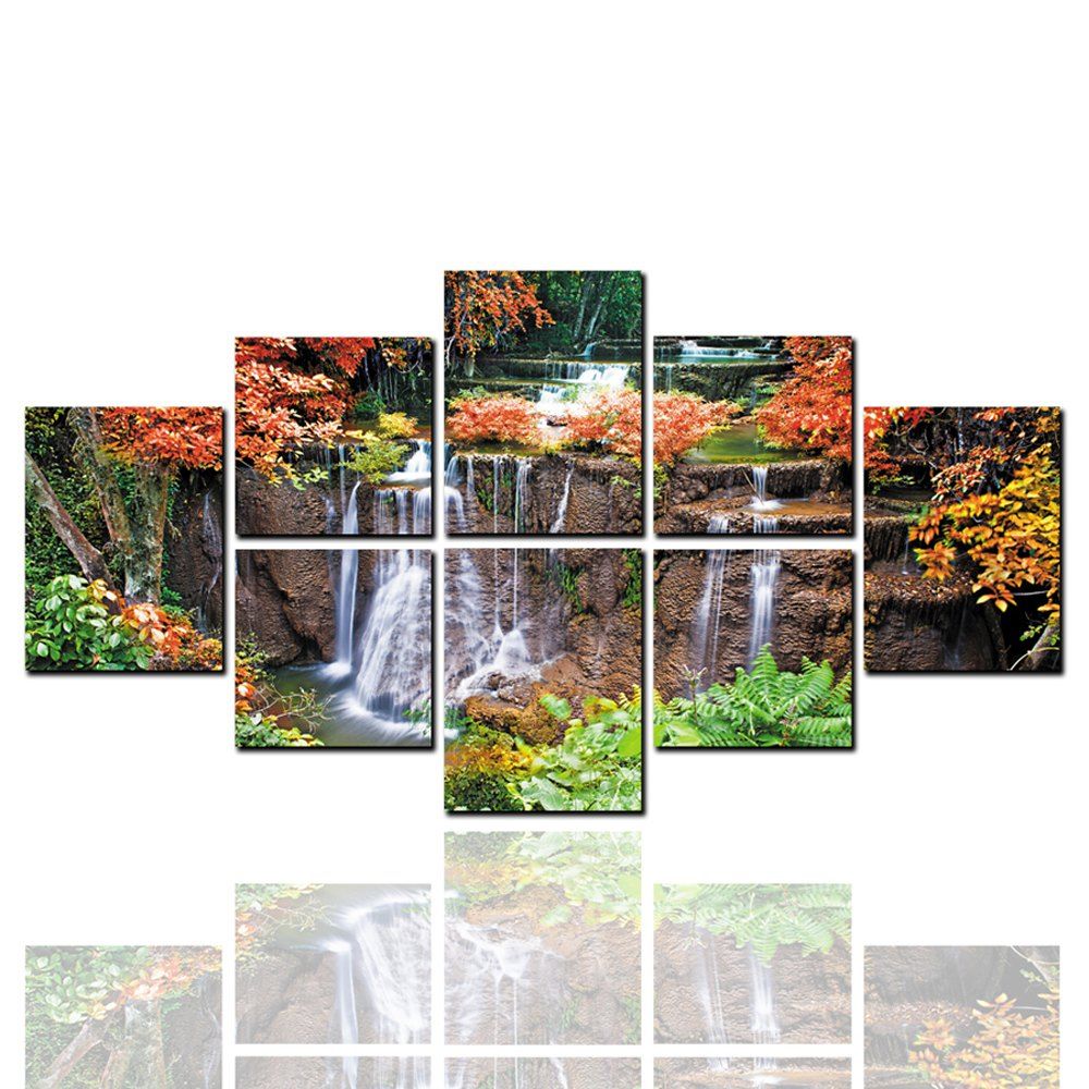 

8 Pcs HD Inkjet Paints Creek Waterfall Scenery Decorative Painting, Multi