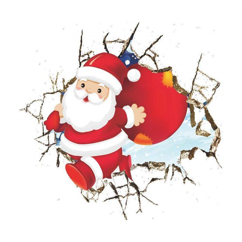 

3D Three-Dimensional Santa Claus Decorative Wall Sticker, Red