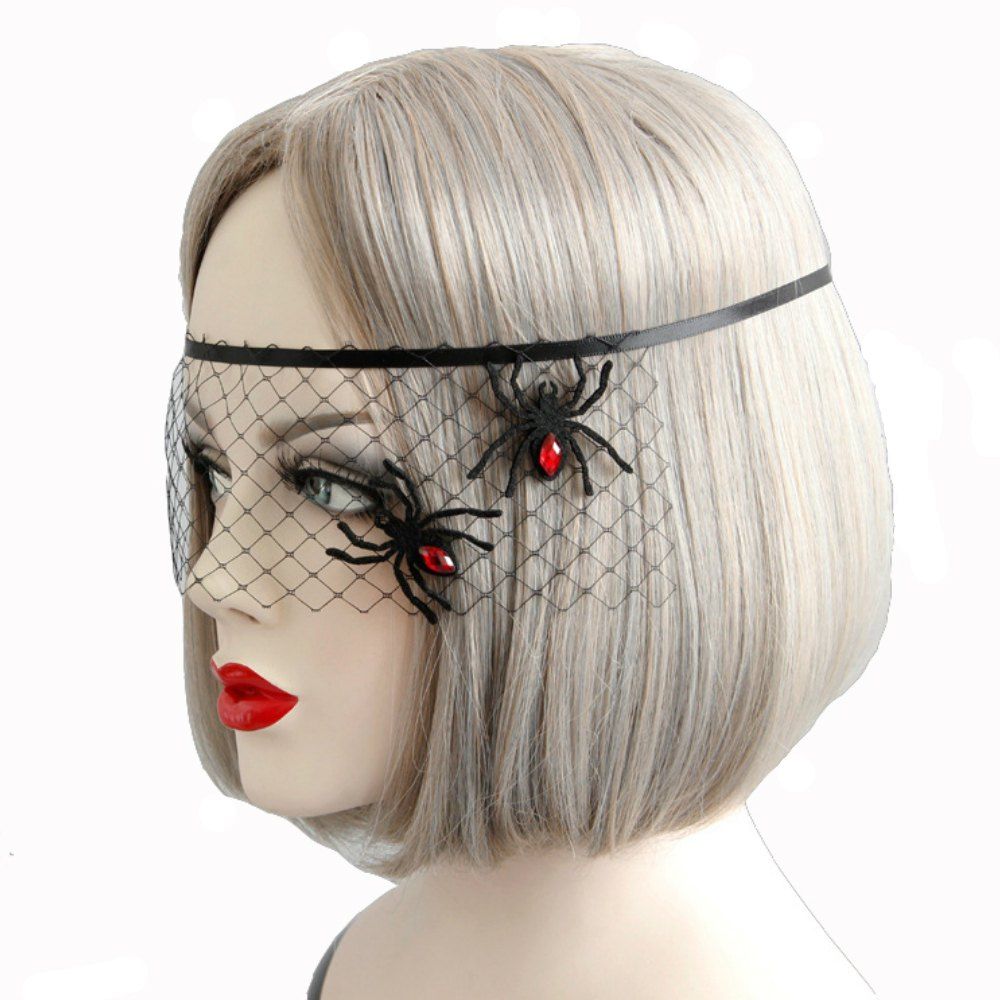 

Spider Decoration Mask Face Veil Accessories for Women, Black