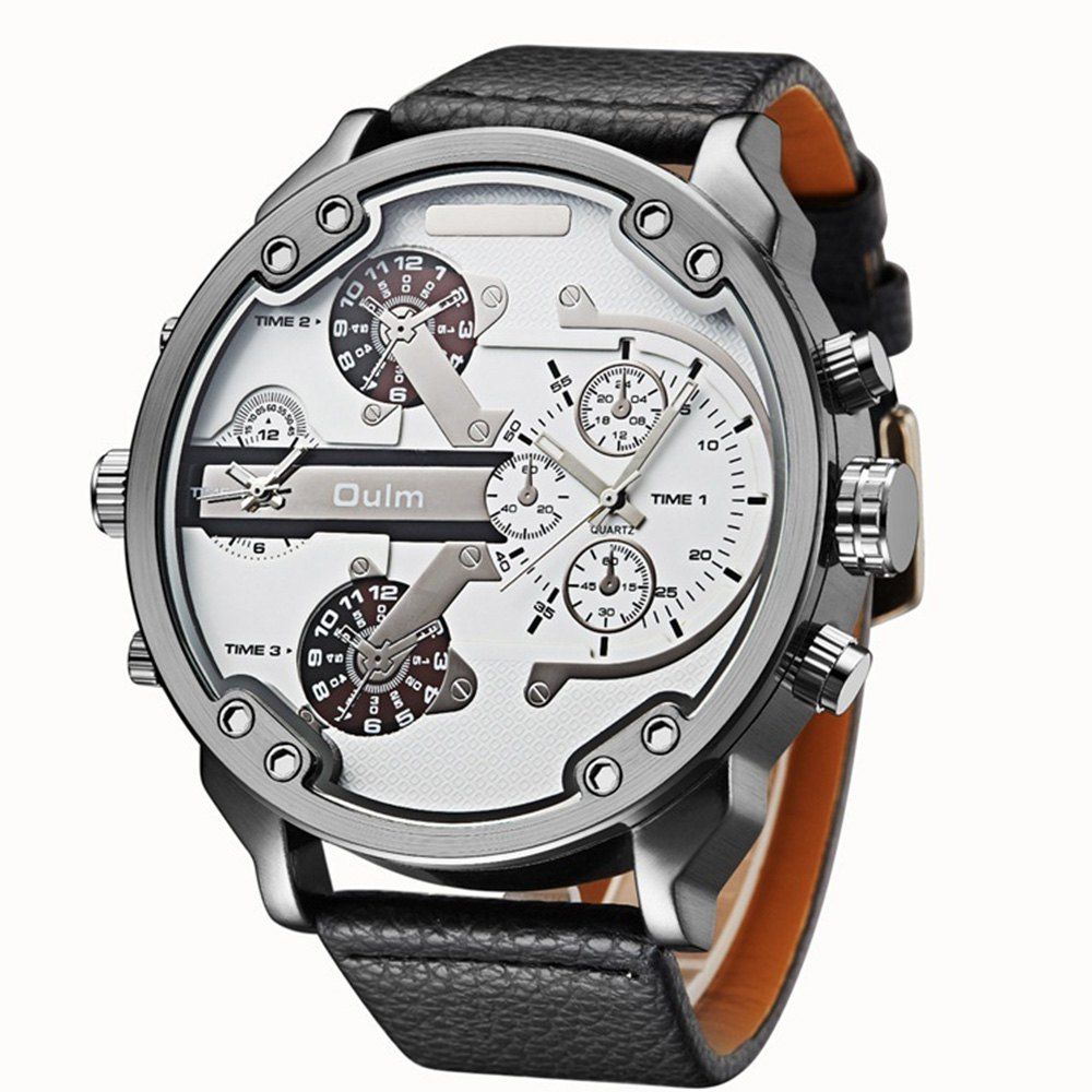 

Oulm New Design Large Dial Cool Military Sport Wrist Watch, White