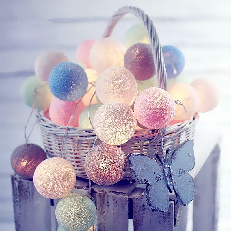 

Cotton Ball Christmas String Party Fairy Night Lights Kid Bedroom Decor, Multi