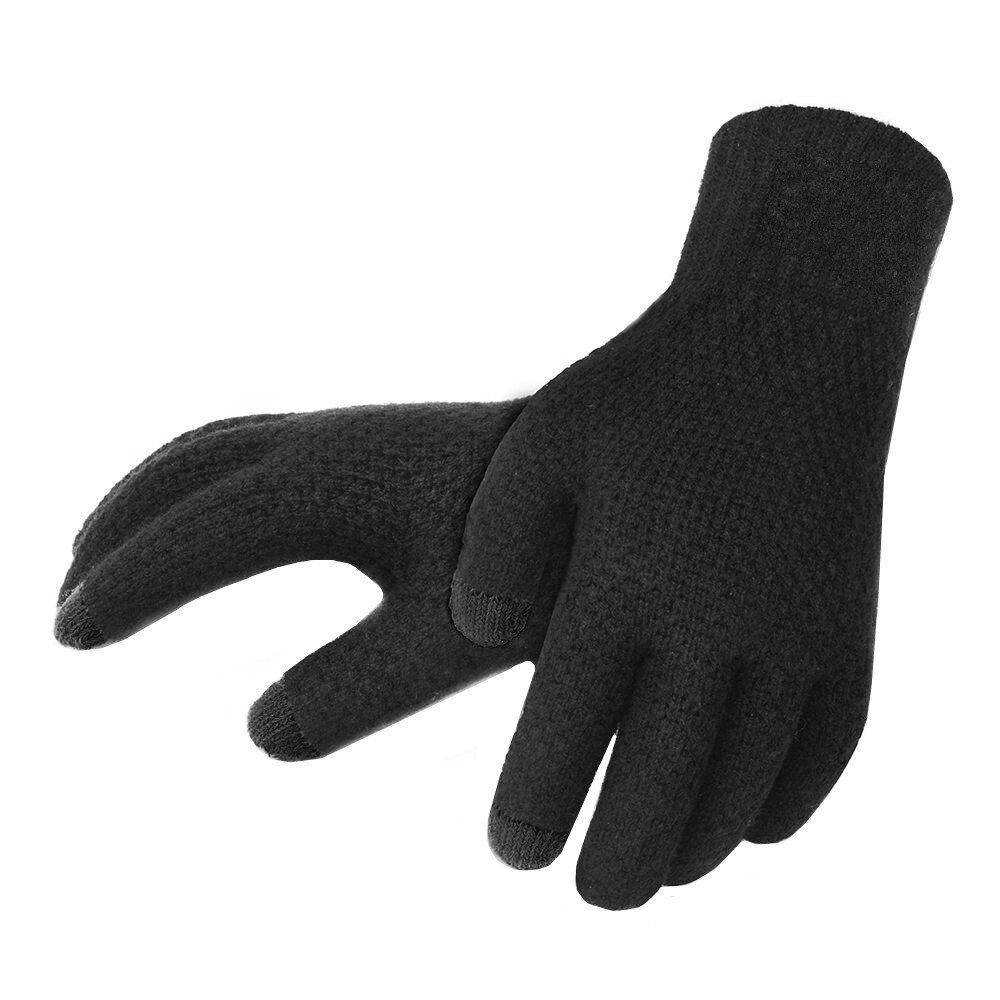 

Winter Men Knitted Gloves Touch Screen High Quality Warm Cashmere, Black