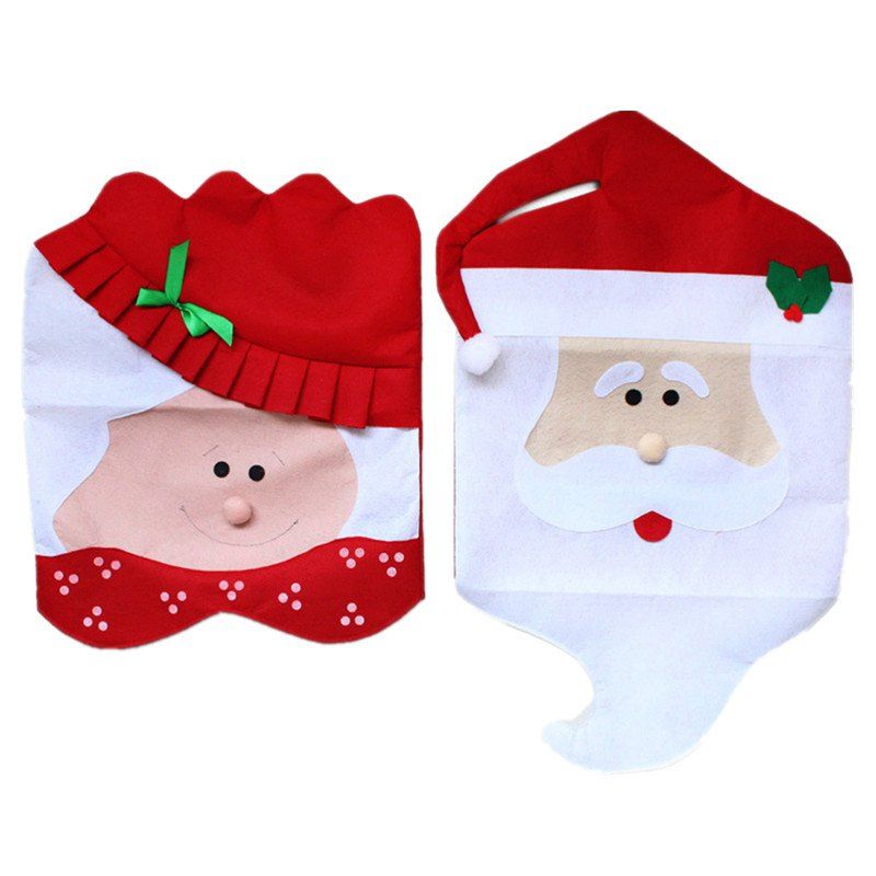 

2PCS Home Santa Claus Chair Cover Christmas Dinner Table Party Red Hat Covers, Multi