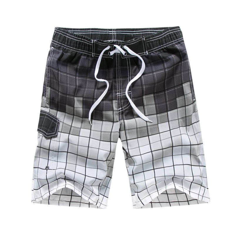 

Men Gradient Mosaic Loose Leisure Sports Quick Dry Beach Shorts, Gray