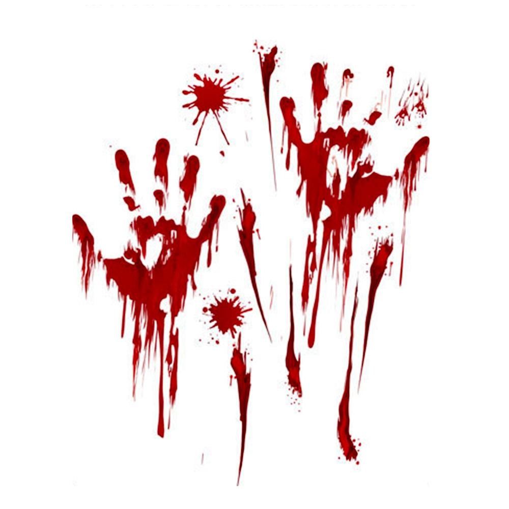 

YEDUO Horror Decal Decor Halloween Blood Handprint Wall Stickers, Red