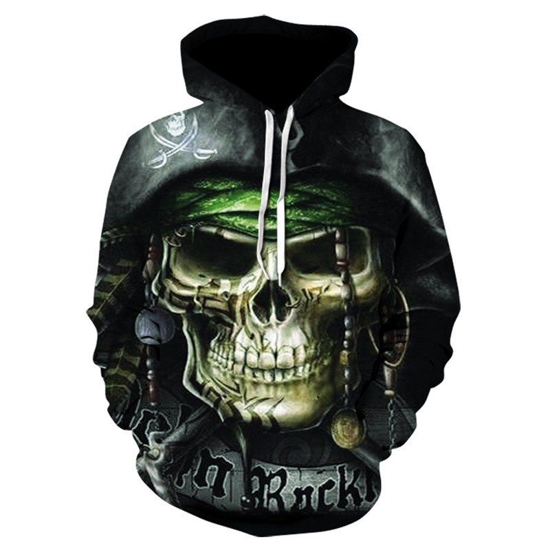 

3D Rock Skull Print Men's Sweater Coat Casual Graphic T-shirt Hoodies, Multi