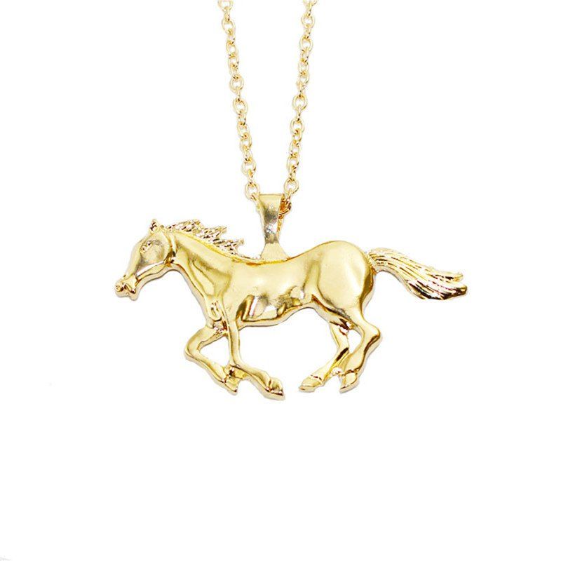 

Brief Fashion Fashion Men Simulation Horse Shaped Pendant Necklace, Gold