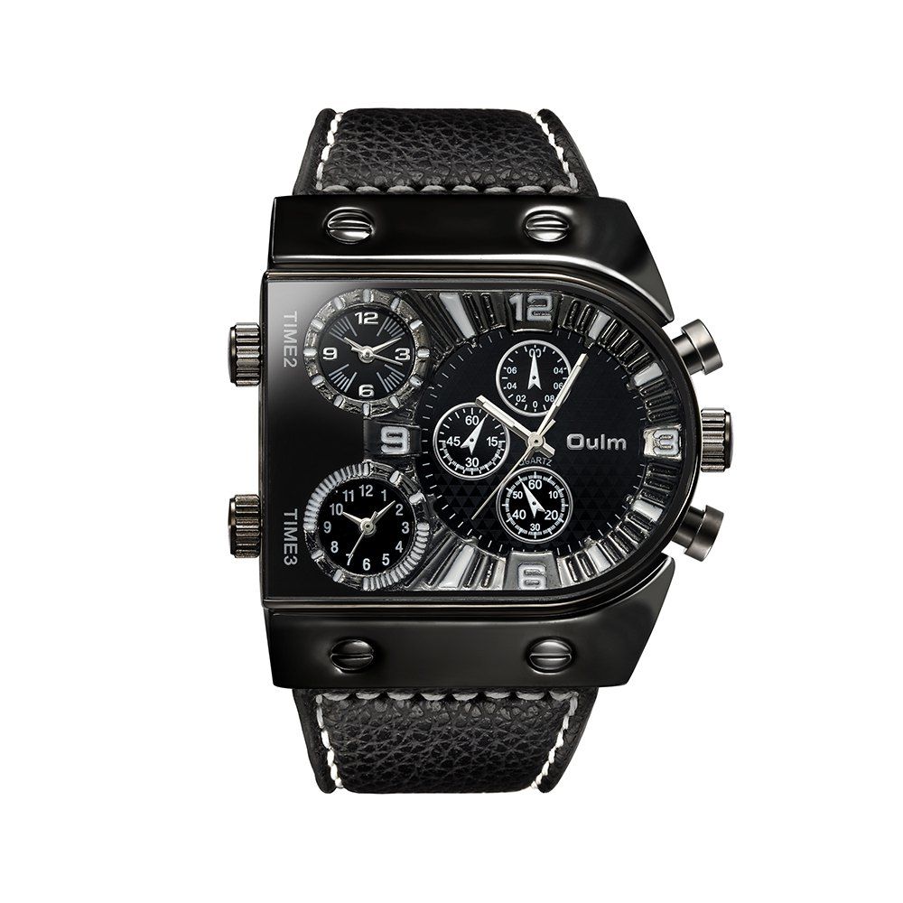 

OULM Men's Casual Fashion Large Dial Quartz Watch, Black