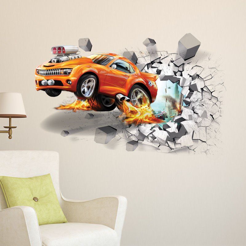 

3D Car Removable PVC Wall Sticker, Multi