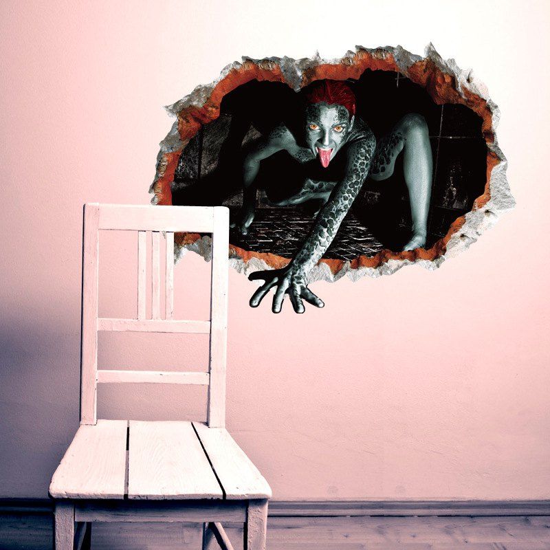 2019 halloween decoration 3d ghost wall sticker removable | rosegal