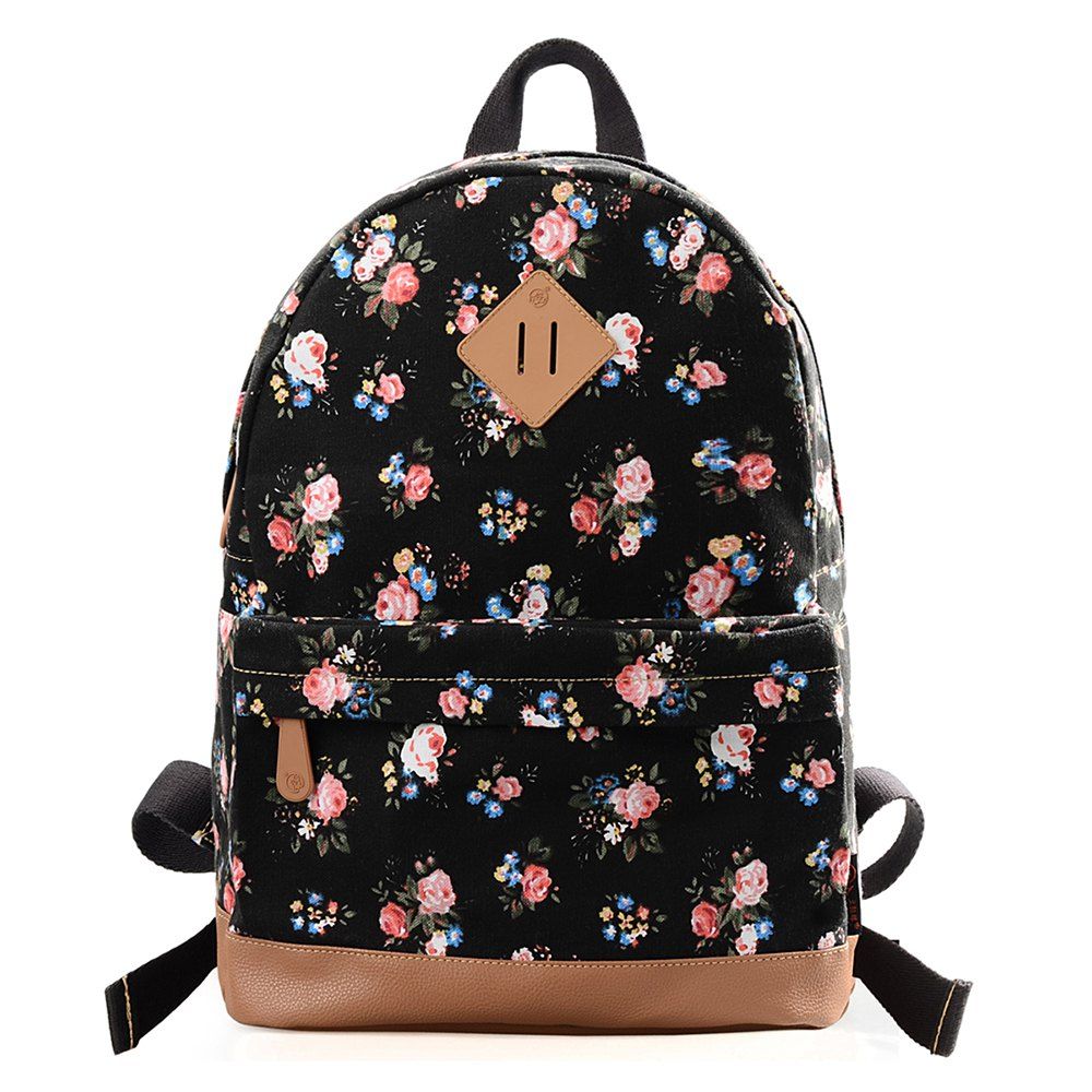 

DGY Fashion Printed Backpack for Teenage Cute Schoolbag, Black