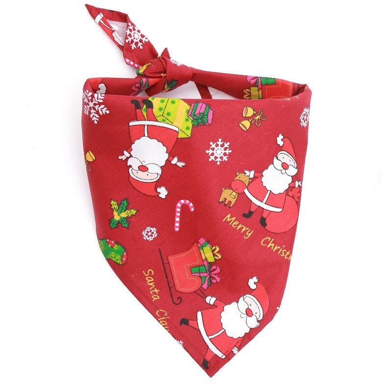 

Christmas Gift Pet Mouth Towel Cotton Triangle Scarf Cat and Dog Accessories, Valentine red