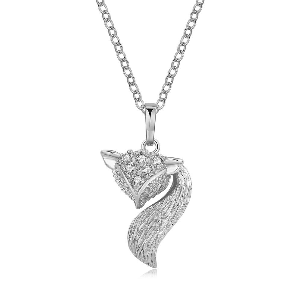 

Luxurious little fox Zircon Necklace, Silver