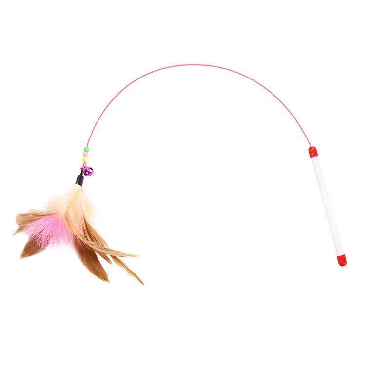 

Wire Color Bell Feathers Funny Cat Stick, Multi
