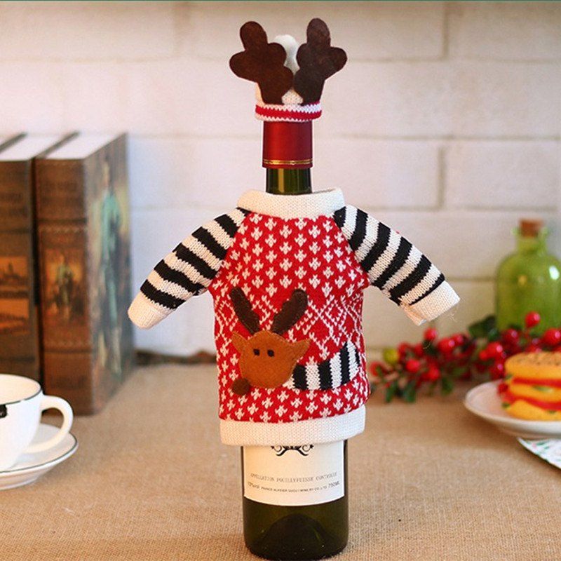 

Christmas Deer Elk Style Red Wine Champagne Bottle Covers Bag For, Rosso red;red