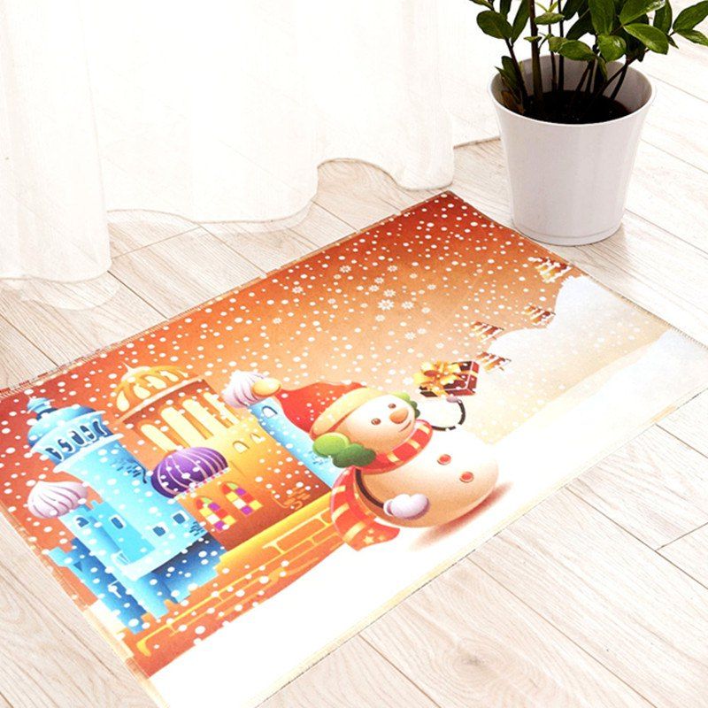 Dessin Anime Mignon Paillasson Bonhomme De Neige Flanelle Joyeux Noel En Orange Rosegal Com France