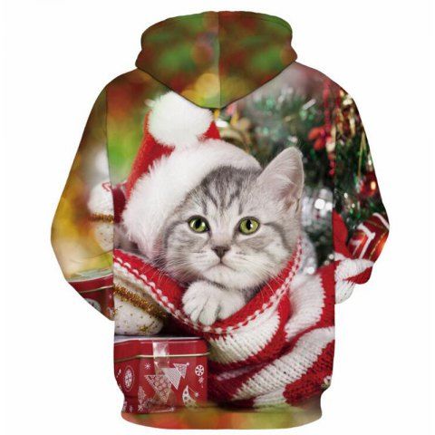 

Women's Casual Hoodie 3D Print Santa Cat Christmas Hoodie, Multi