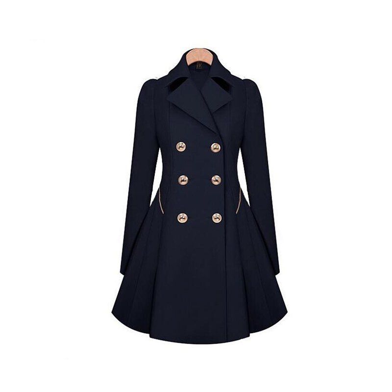 

Women's Double Breasted Jacket Trench Coat, Cadetblue