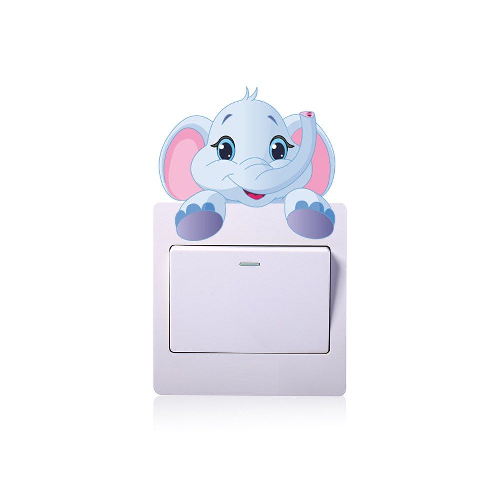 

Fashion Cartoon Elephant Pattern Light Switch Sticker For Bedroom Decoration, Multi
