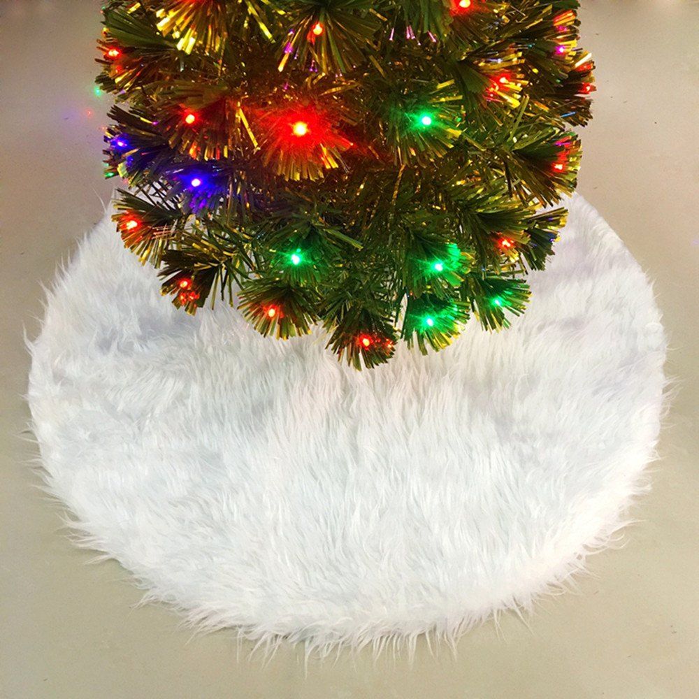 

White Plush Christmas Tree Skirts Fur Carpet Decoration