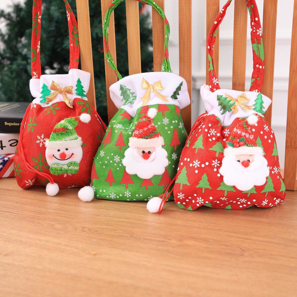 

Christmas Gift Bag Tree Pattern Santa Claus Candy Bag Handbag, Multi