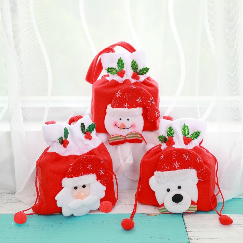 

Chrismas Santa Claus Snowman Tree Kids Candy Gift Bags, Red