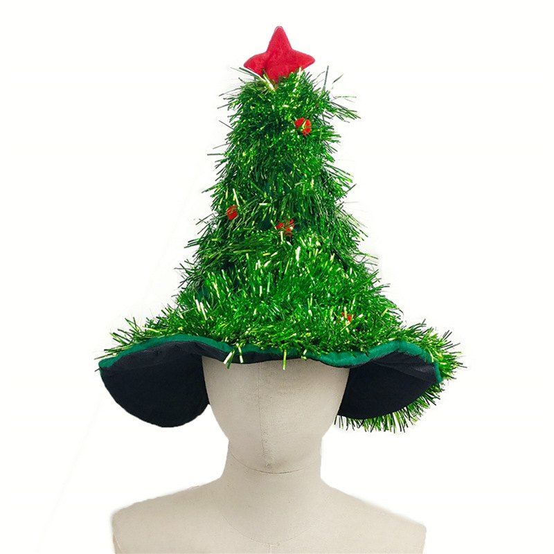 

Christmas Hats Red Silver Green Tree With Star For Adult And Kids, Deep green