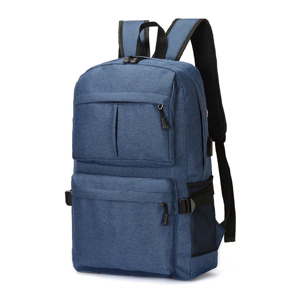 

USB Unisex Design School Casual Rucksack Oxford Canvas Laptop Fashion Backpack, Blue