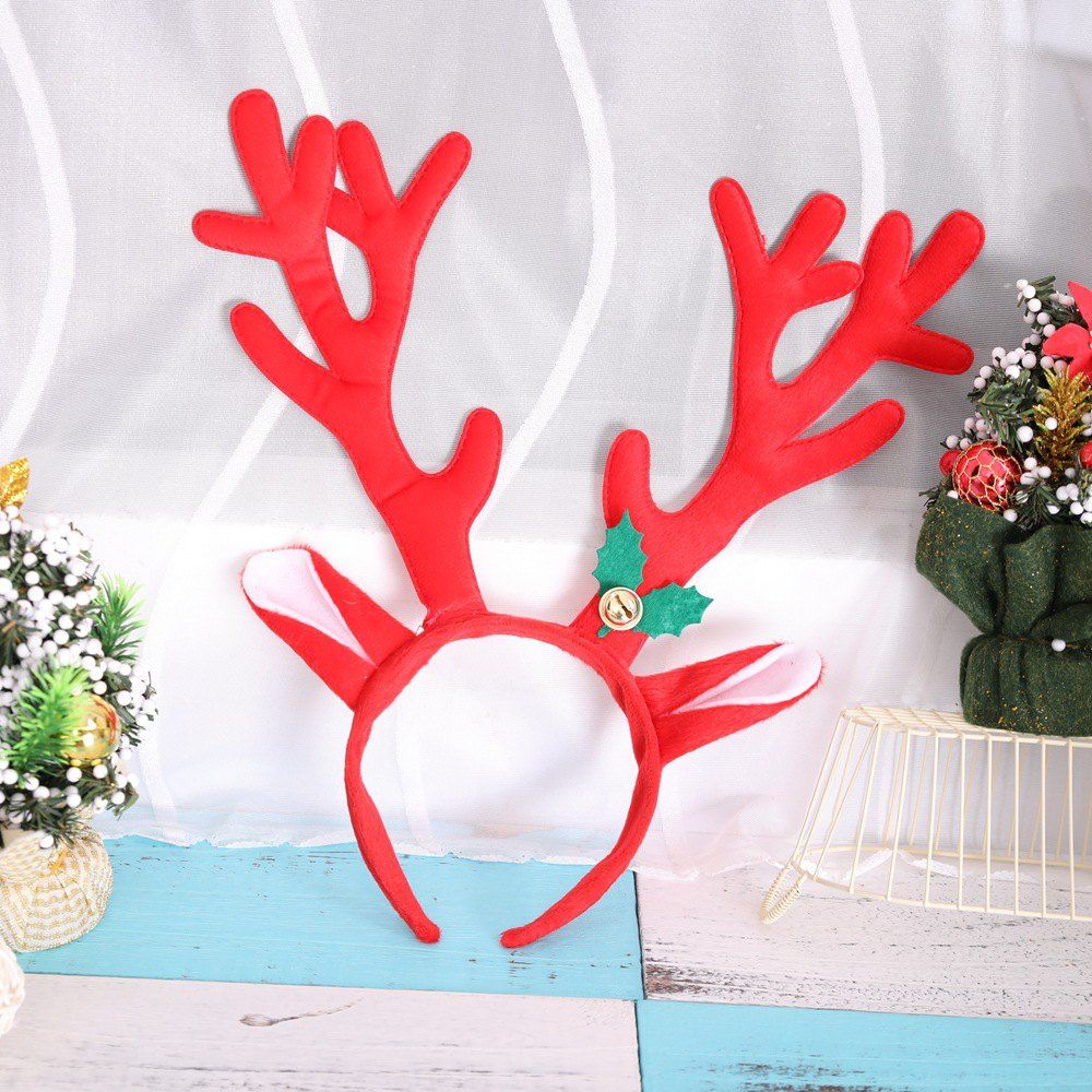 

Big Antlers Christmas Headbands Cute Adults Kids Xmas Party Cosplay Supplies, Red